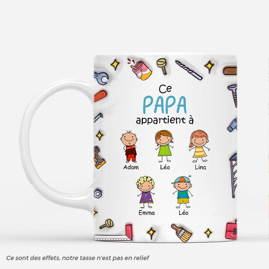 4924MFR1 effet dimpression 3d mug personnalise ce papa bricoleur appartient a bonhommes allumettes 4924mtm5b
