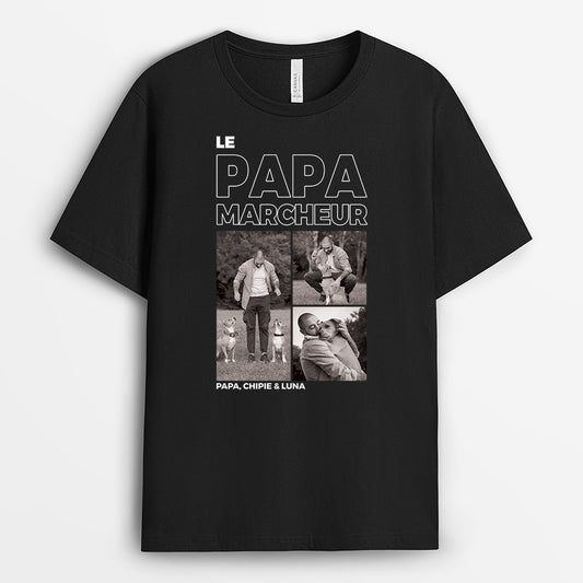 4931AFR1 t shirt personnalise chien le papa marcheur photos version monochrome 4931a