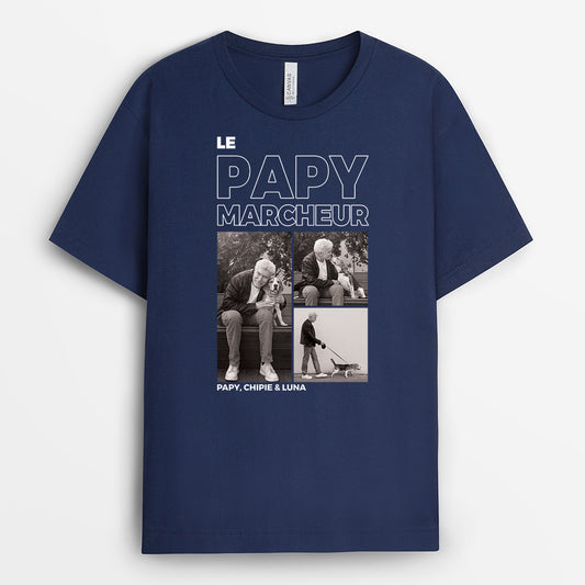 4931AFR2 t shirt personnalise chien le papa marcheur photos version monochrome 4931a