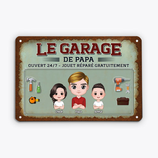 4938EFR1 plaque en metal personnalisee le garage de papa bricoleur design cartoon 4938e5y0b
