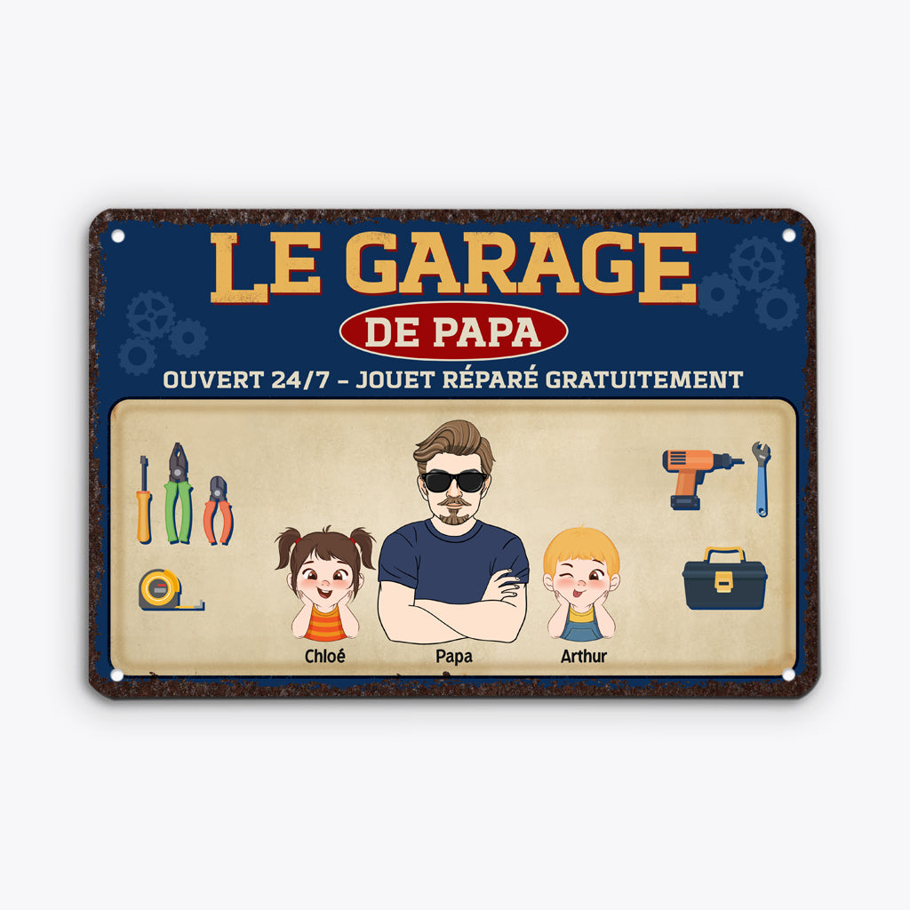 4945EFR1 plaque en metal personnalisee le garage de papa bricoleur cool 4945e3qab