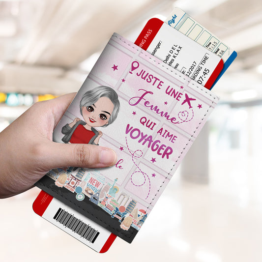 4947OFR2 porte passeport personnalise pour femme juste une fille qui aime voyager 4947o3lna