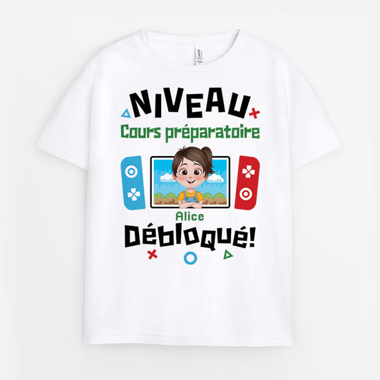 4950AFR1 t shirt personnalise enfant niveau debloque 4950a5q0k