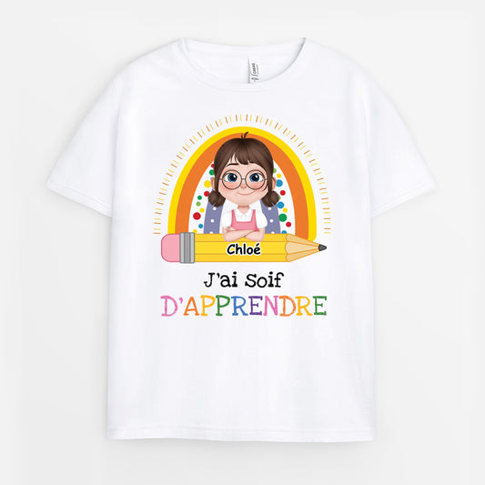 4958AFR1 t shirt personnalise enfant j_ai soif d_apprendre 4958a6tak