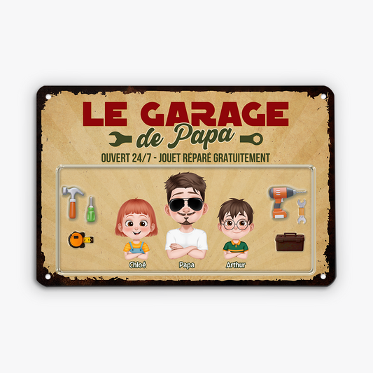 4972EFR1 plaque en metal personnalisee humour le garage a papa vintage design cartoon 4972ekh0b