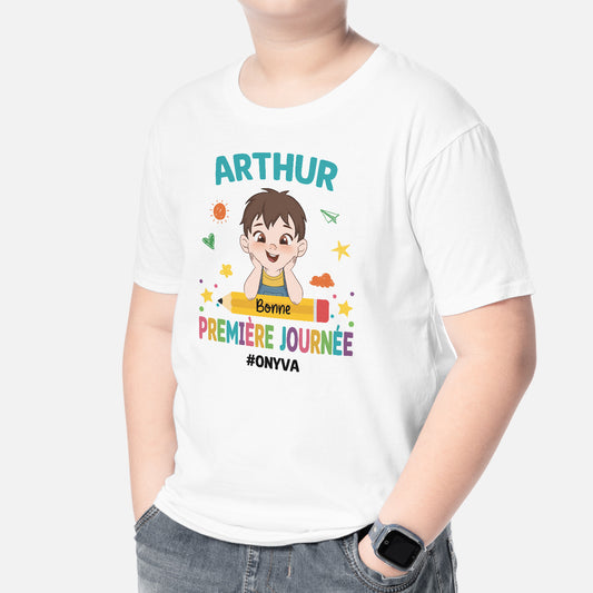 4980AFR2 tee shirt personnalise enfant bonne premiere journee 4980atm4k