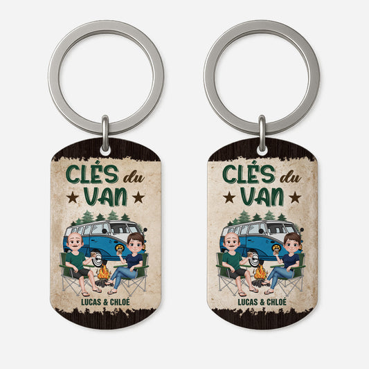 4989JFR1 porte cle aluminium personnalise pour couple cles du van 4989jkqmg