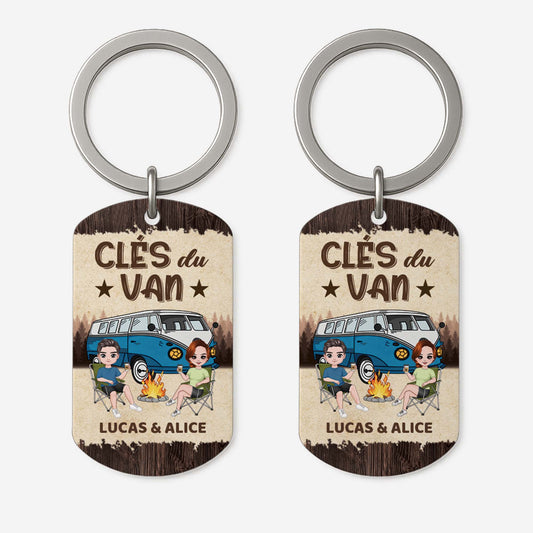 4994JFR1 porte cle aluminium personnalise couple cles du van version bois 4994jtqtg