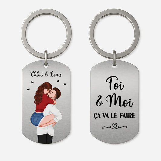 4996JFR1 porte cle aluminium personnalise couple toi et moi 4996jt4ag
