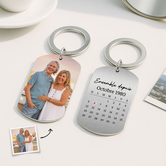 4999JFR2 porte cle aluminium personnalise couple avec photo ensemble depuis 4999j3w5g