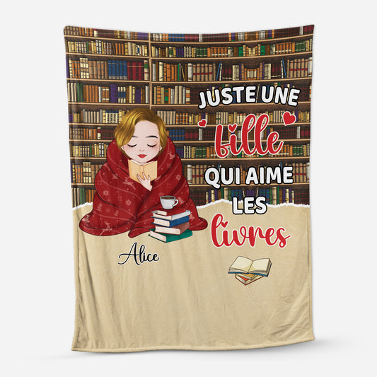 5002BFR1 plaid personnalise pour femme juste une fille qui aime les livres 5002b