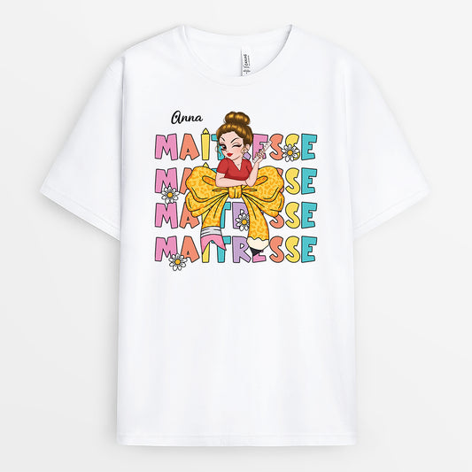 5020AFR1 t shirt personnalise maitresse design noeud colore 5020a