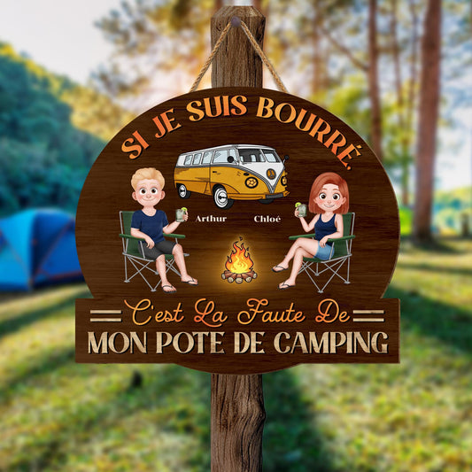 5034QFR2 plaque en bois personnalisee a suspendre le coin des amis 5034qkhaf