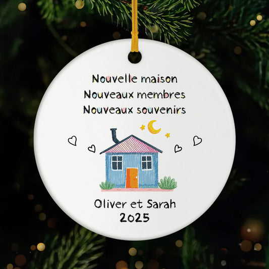 5038OFR1 ornement ceramique personnalise couple nouvelle maison coloree 5038otlng