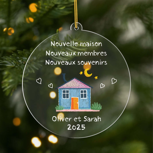 5038OFR1 ornement en acrylique personnalise couple nouvelle maison coloree 5038otlng