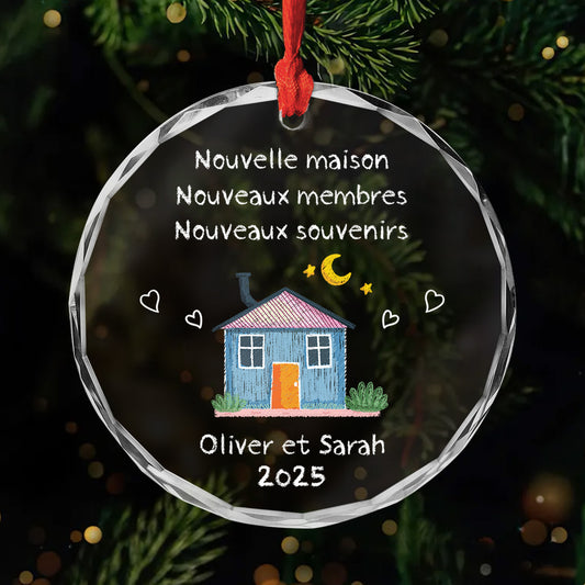 5038OFR1 ornement en verre personnalise couple nouvelle maison coloree 5038otlng