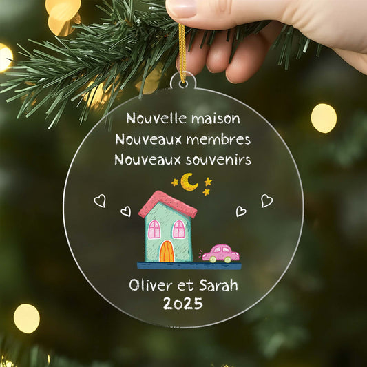 5038OFR2 ornement en acrylique personnalise couple nouvelle maison coloree 5038otlng