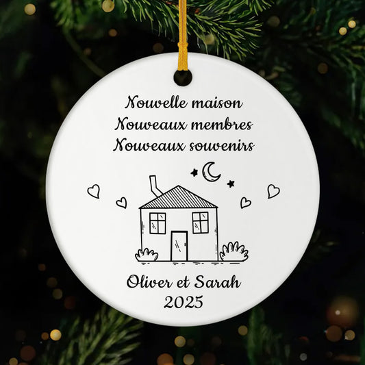 5039OFR1 ornement ceramique personnalise couple nouvelle maison dessin crayon 5039o