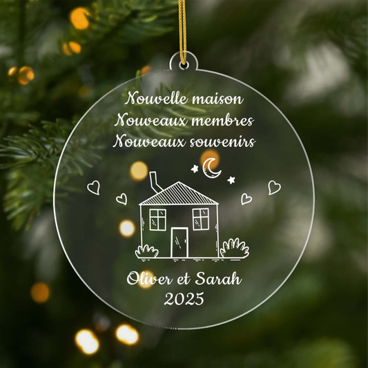 5039OFR1 ornement en acrylique personnalise couple nouvelle maison dessin crayon 5039otmng