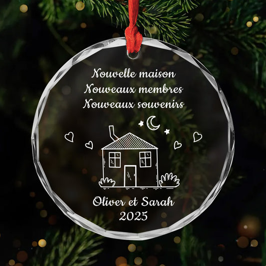 5039OFR1 ornement en verre personnalise couple nouvelle maison dessin crayon 5039otmng