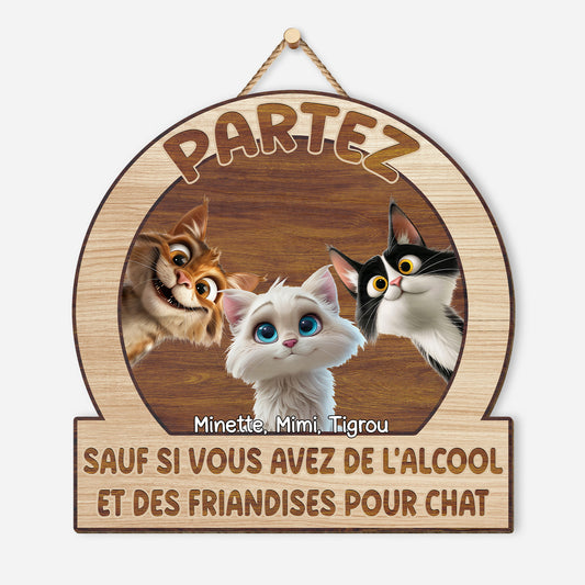 5044QFR1 plaque en bois personnalisee avec chat a suspendre partez sauf si 5044q8ymd
