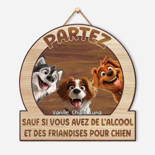 5044QFR1 plaque en bois personnalisee avec chien a suspendre partez sauf si 5044q8ymc