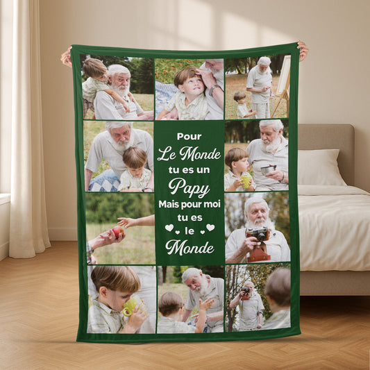 5050BFR2 plaid personnalise papa avec photos tu es le monde 5050btqtb