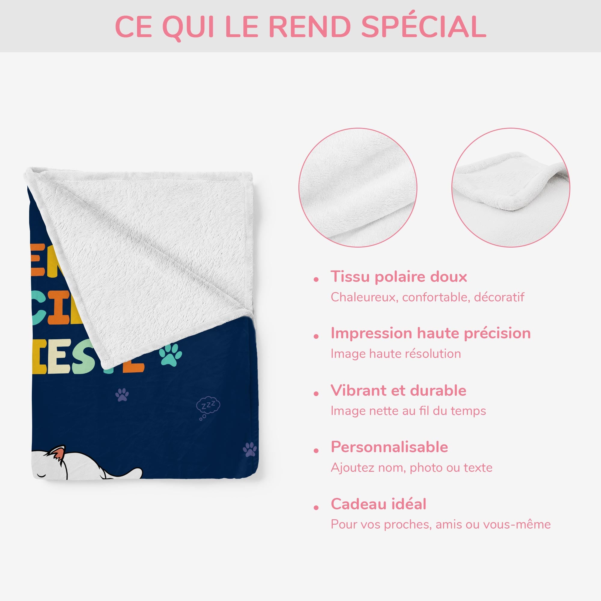 5071BFR3 plaid personnalise avec animaux couverture officielle 5071b3kad