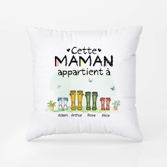 5078PFR2 coussin personnalise maman cette maman appartient a version bottes colorees 5078p6m5a