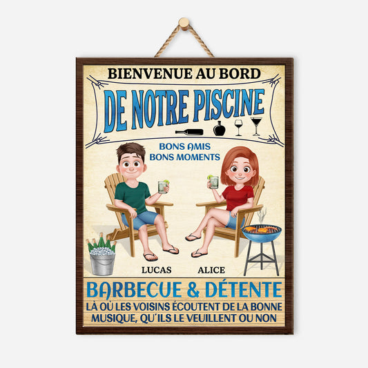 5088QFR1 plaque en bois personnalisee bienvenue pour couple a suspendre 5088qkmmg