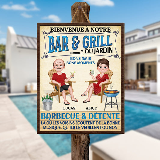 5088QFR2 plaque en bois personnalisee bienvenue pour couple a suspendre 5088qkmmg