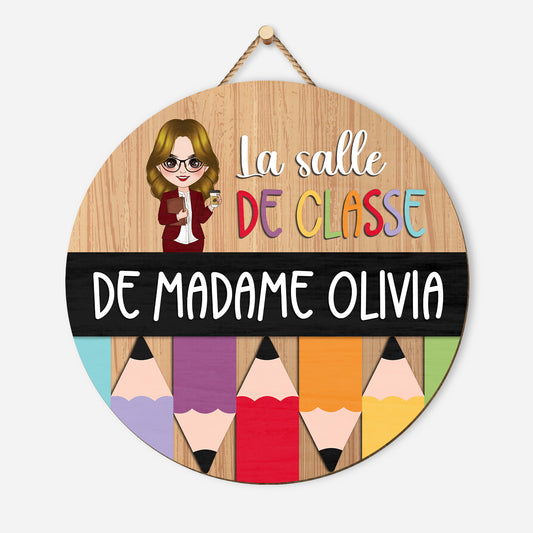 5104QFR1 plaque en bois personnalisee a suspendre la classe de maitresse 5104qtgtt