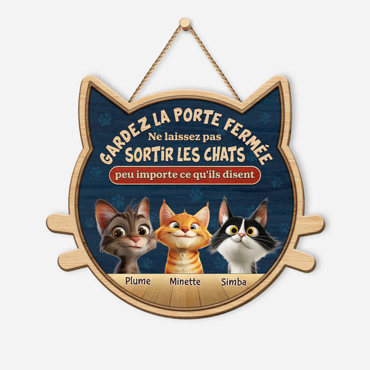 5123QFR1 plaque en bois personnalisee avec chien a suspendre gardez la porte fermee 5123q3gmd