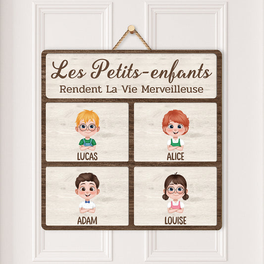 5130QFR2 plaque en bois personnalisee a suspendre les petits enfants rendent la vie merveilleuse 5130qtmna