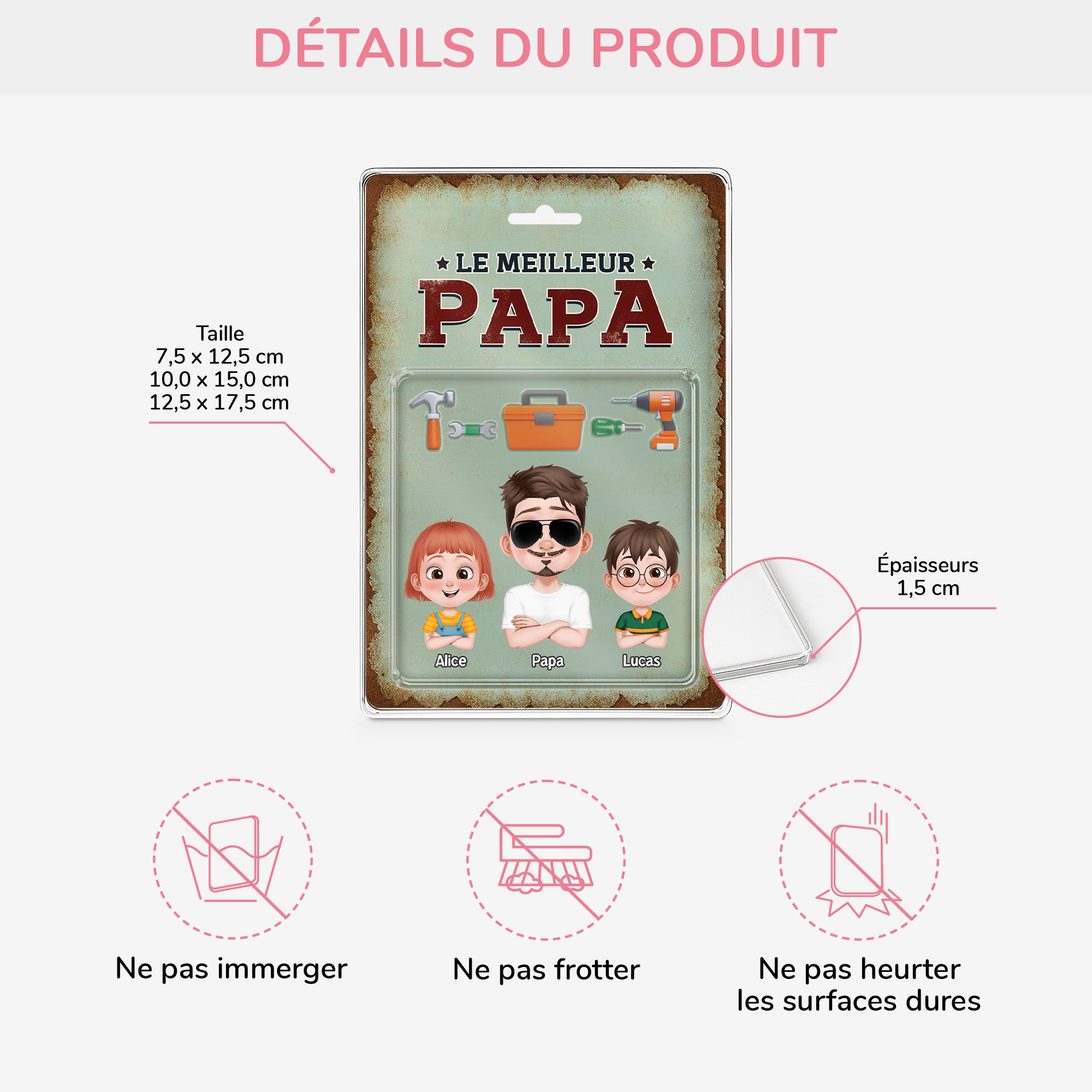 5157RFR3 plaque en acrylique personnalisee meilleur papa bricolage 5157r3qmb