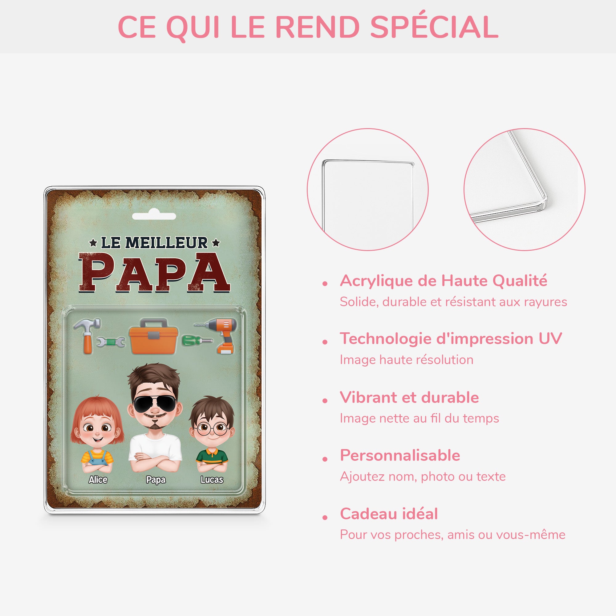 5157RFR4 plaque en acrylique personnalisee meilleur papa bricolage 5157r3qmb