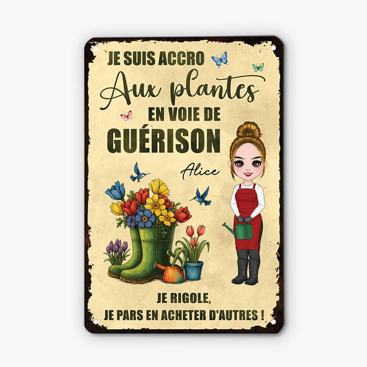 5176EFR1 plaque en metal personnalisee pour femme accro aux plantes 5176e6kta