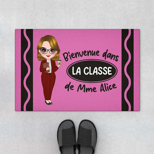 5192DFR1 paillasson personnalise pour maitresse bienvenue dans la classe version y2k 5192d3qtt