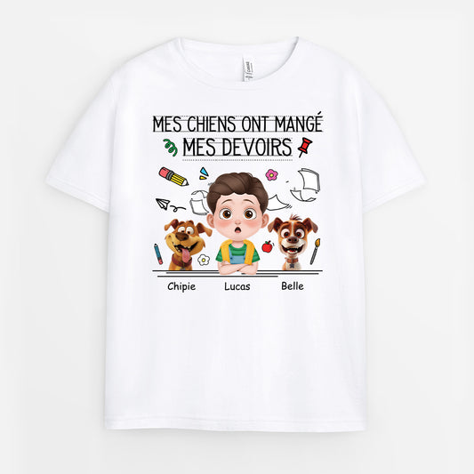 5195AFR1 t shirt enfant personnalise mon chien a mange mes devoirs 5195akytk