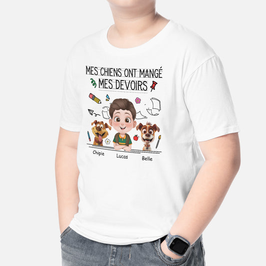 5195AFR2 t shirt enfant personnalise mon chien a mange mes devoirs 5195akytk
