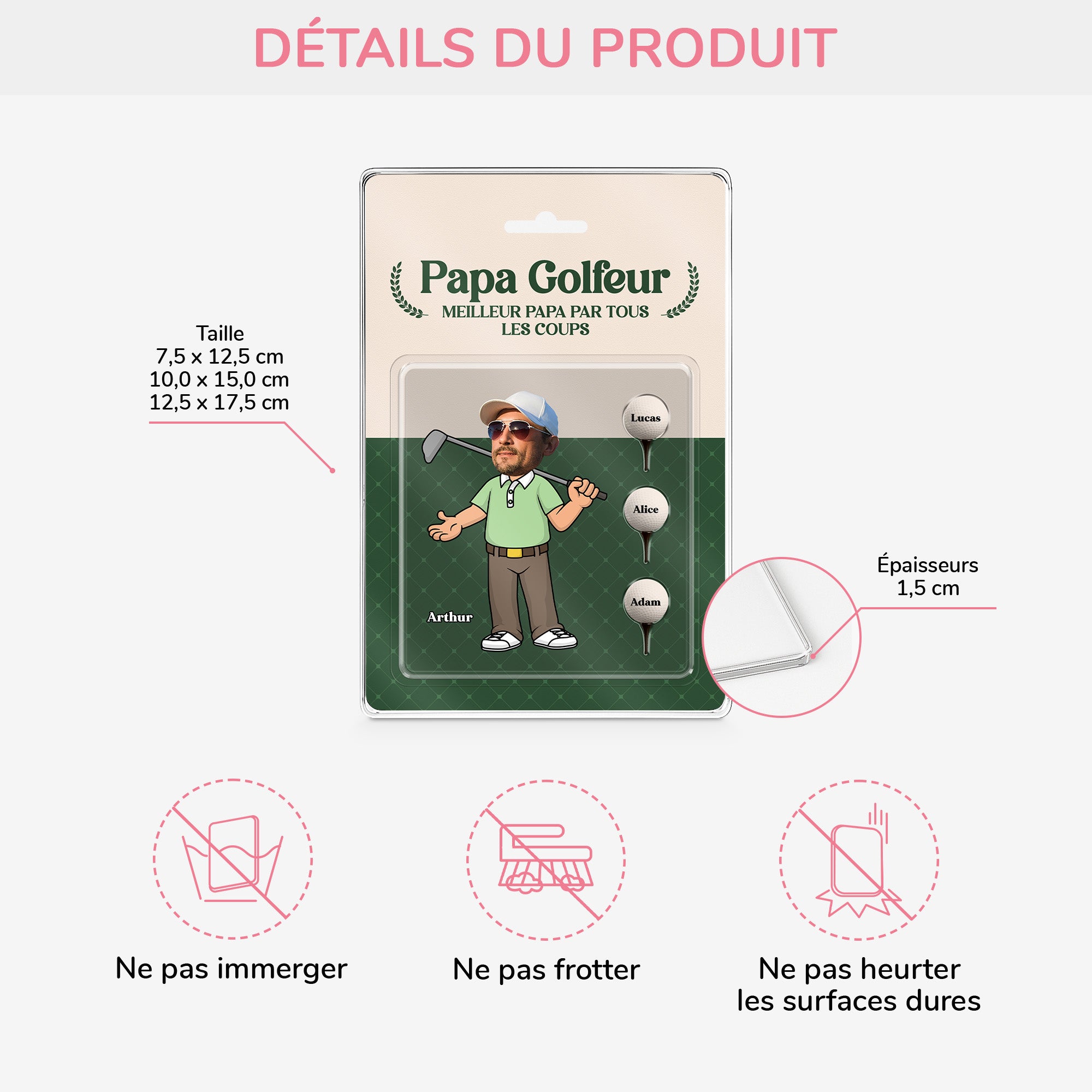 5217RFR3 plaque en acrylique rectangulaire personnalisee papa golfeur 5217r3mmb