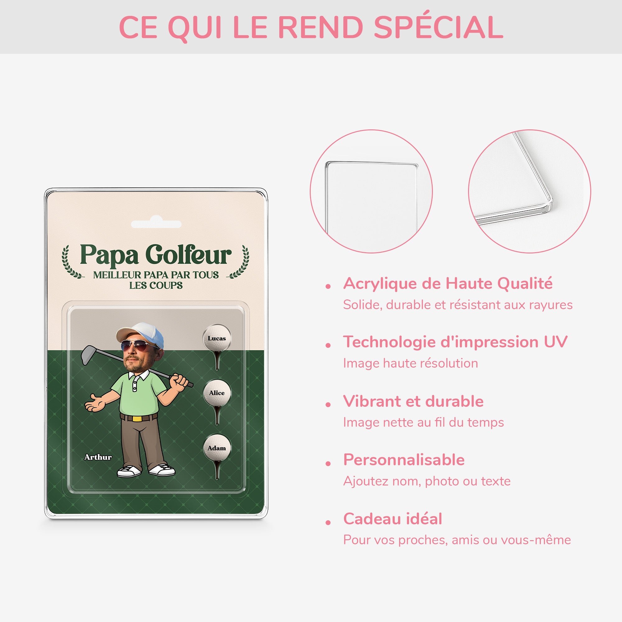 5217RFR4 plaque en acrylique rectangulaire personnalisee papa golfeur 5217r3mmb