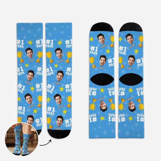 5314JFR1 chaussettes personnalisees papa no 1 avec visage 5314jtqtb_d1a65640 3371 4a1a 8aa7 7be29c1973ea