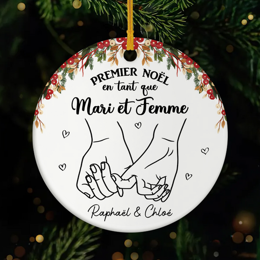 5343OFR1 ornement ceramique personnalise premier noel en tant que mari et femme 5343okv0g