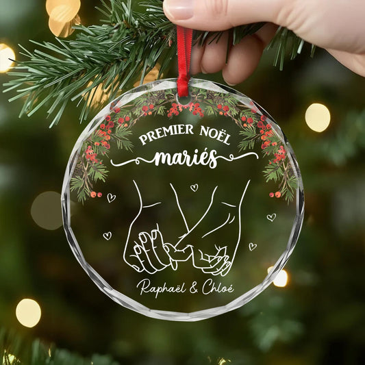 5343OFR2 ornement en verre personnalise premier noel en tant que mari et femme 5343okmag