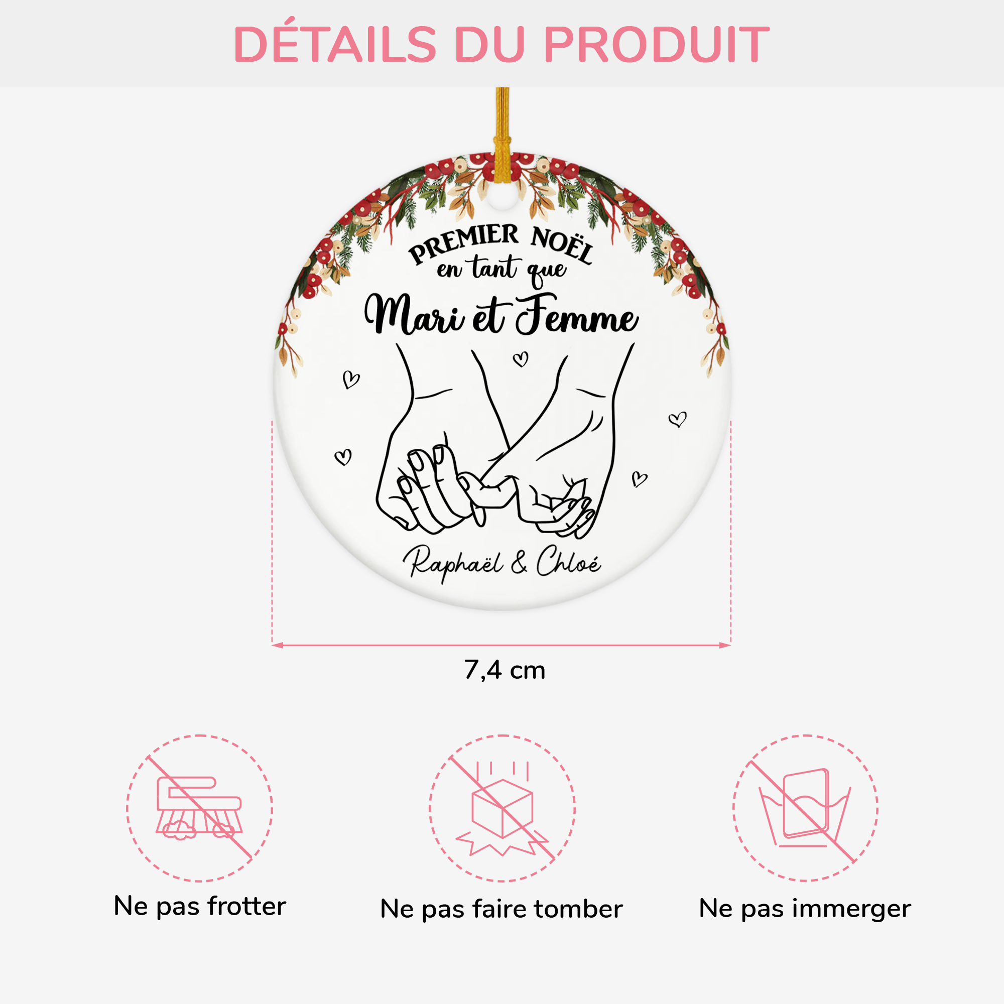 5343OFR3 ornement ceramique personnalise premier noel en tant que mari et femme 5343okv0g