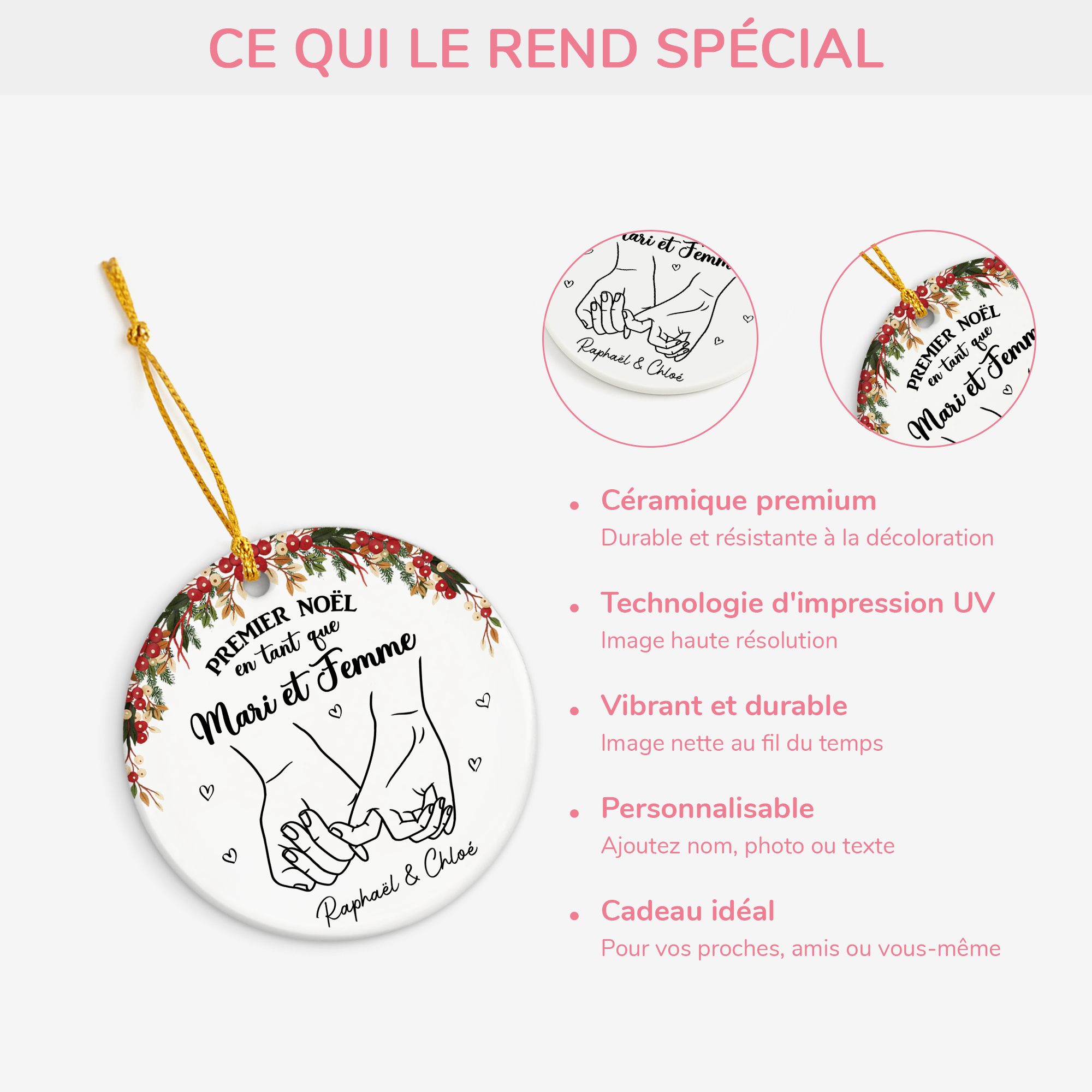 5343OFR4 ornement ceramique personnalise premier noel en tant que mari et femme 5343okv0g
