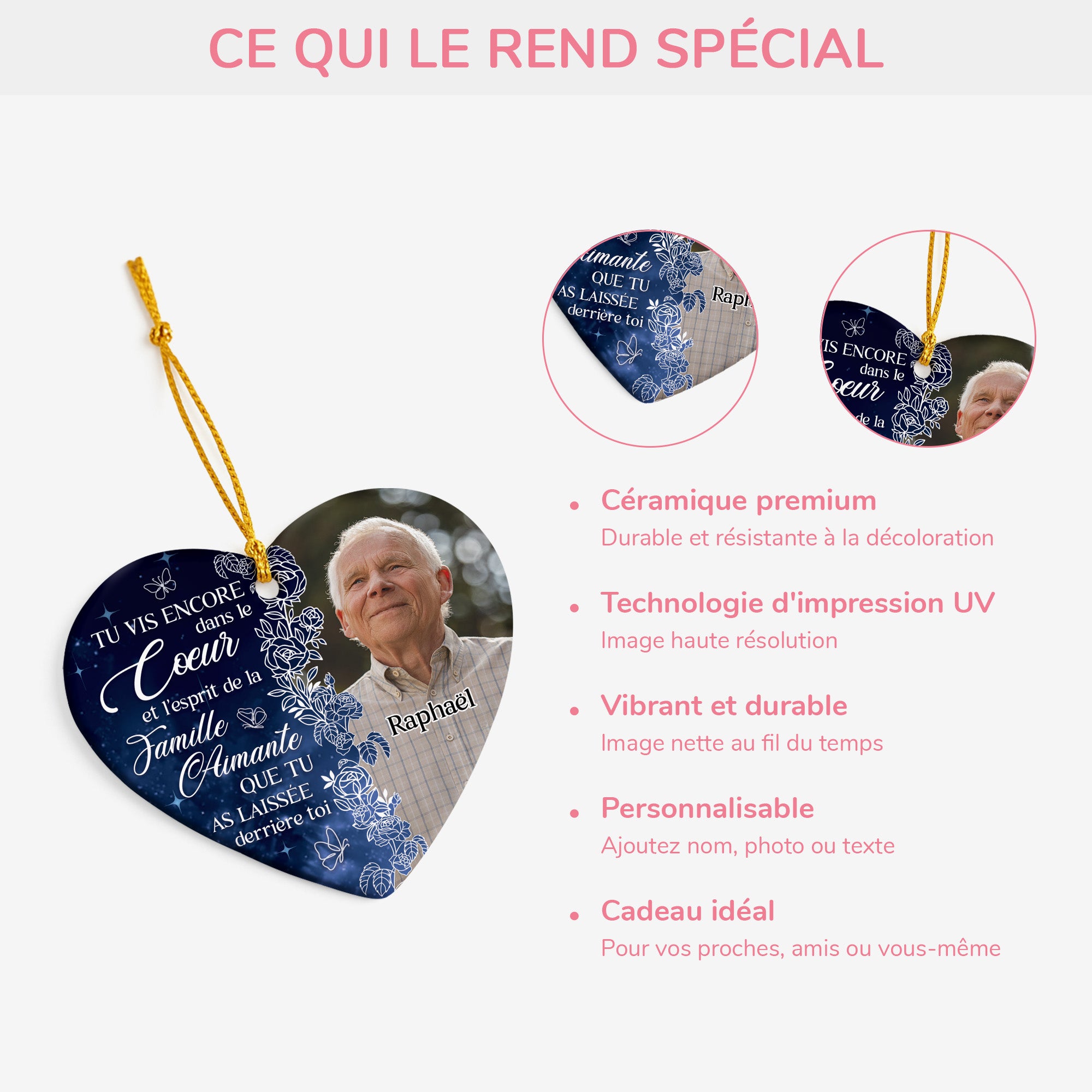 5347OFR4 ornement ceramique personnalise photo cadeau commemoratif pour perte de papa tu vis encore 5347o8vqb