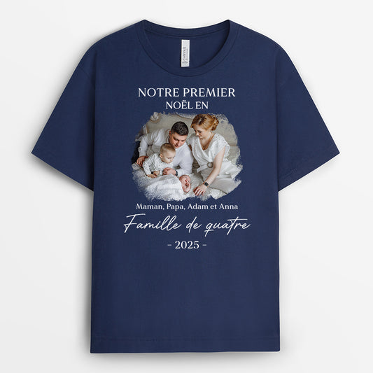 5350AFR2 t shirt famille personnalise premier noel en famille de trois 5350akq0i