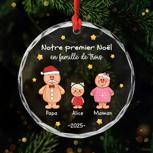 5354OFR1 ornement en verre personnalise notre premier noel en famille de trois 5354ottzi